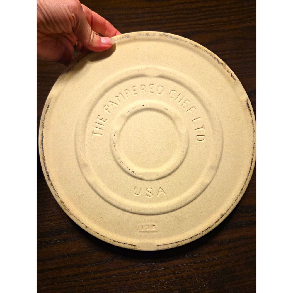 Pampered Chef Small Round Stone 11" USA Stoneware Baking Pizza Pan Vintage
